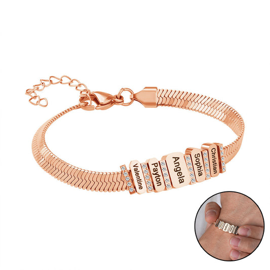 Custom Names Beaded Bracelet Stainless Steel